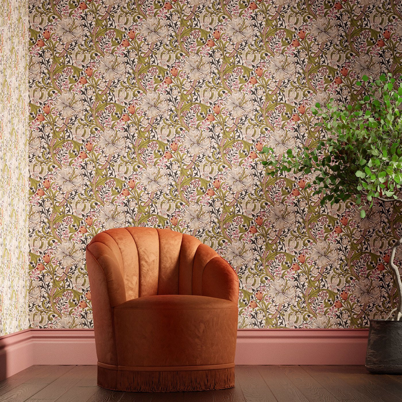 Golden Lily Wallpaper - Pink - Bedford Park