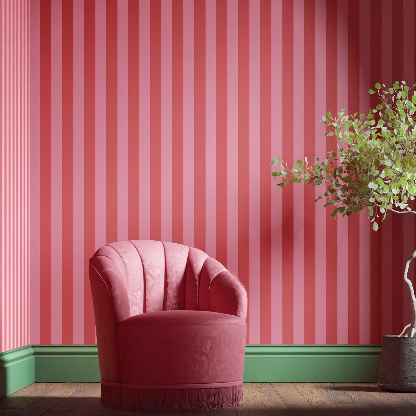 Signature Stripe Room Wallpaper - Pink