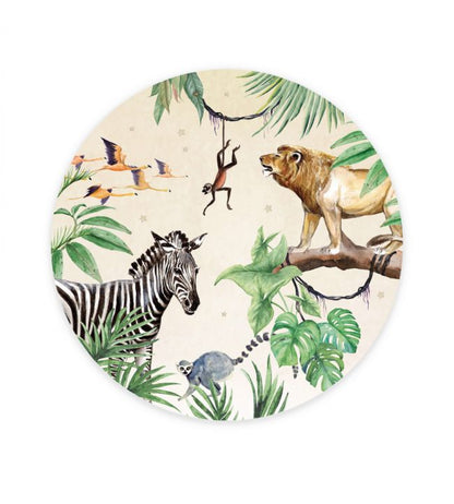 King Of The Jungle Circle Mural - Green