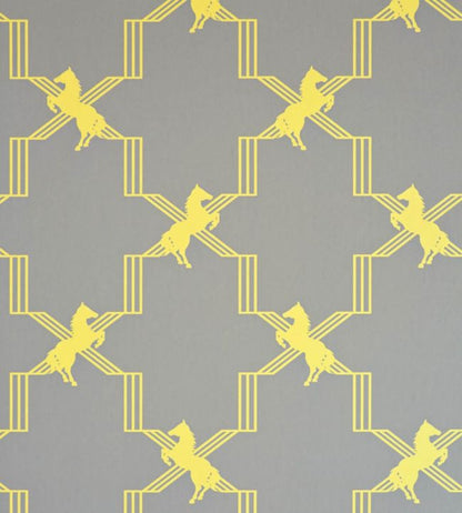 Horse Trellis Wallpaper - Gray