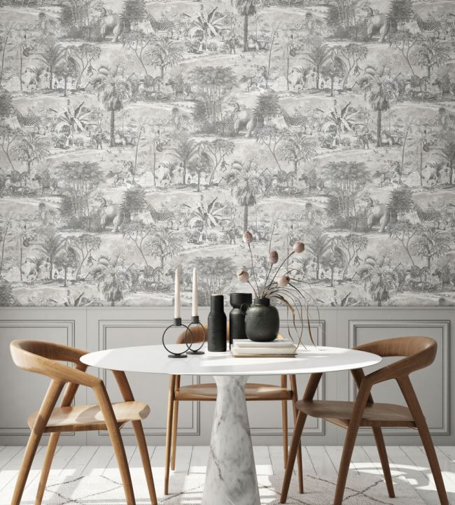 Animal Islands Room Wallpaper - Gray