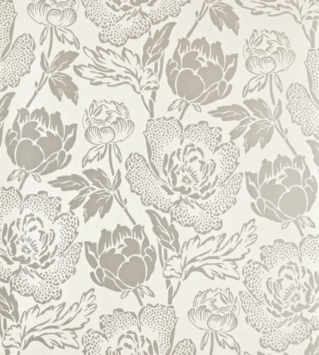 Peony Wallpaper - Gray 