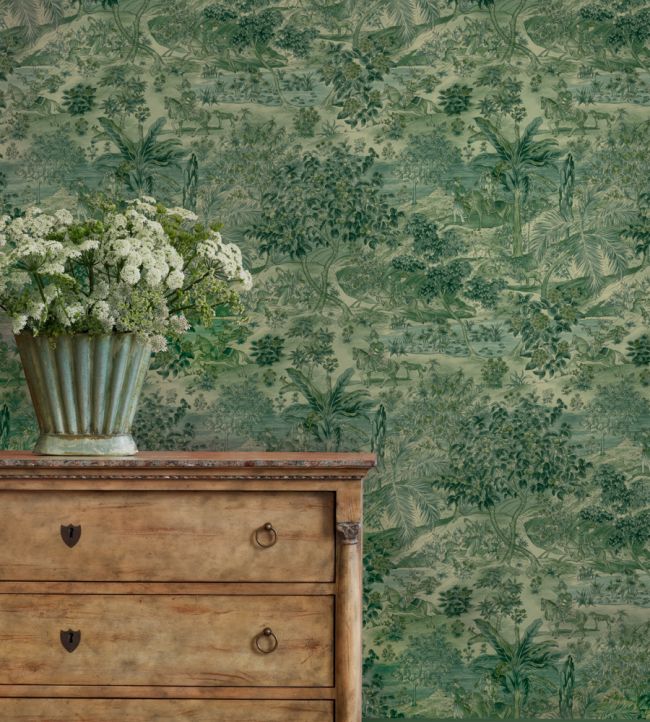 Ramayana Room Wallpaper - Green