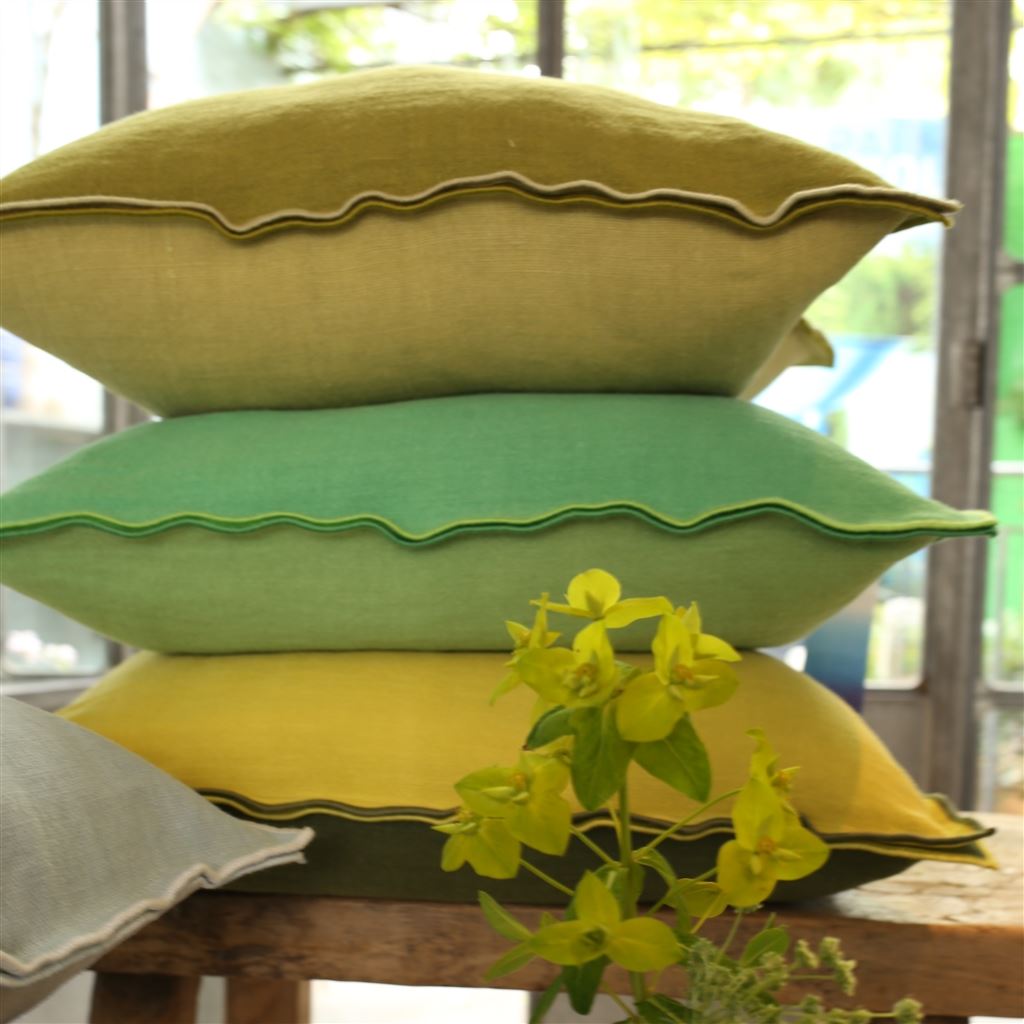 Brera Lino Room Linen Cushion 2 - Green