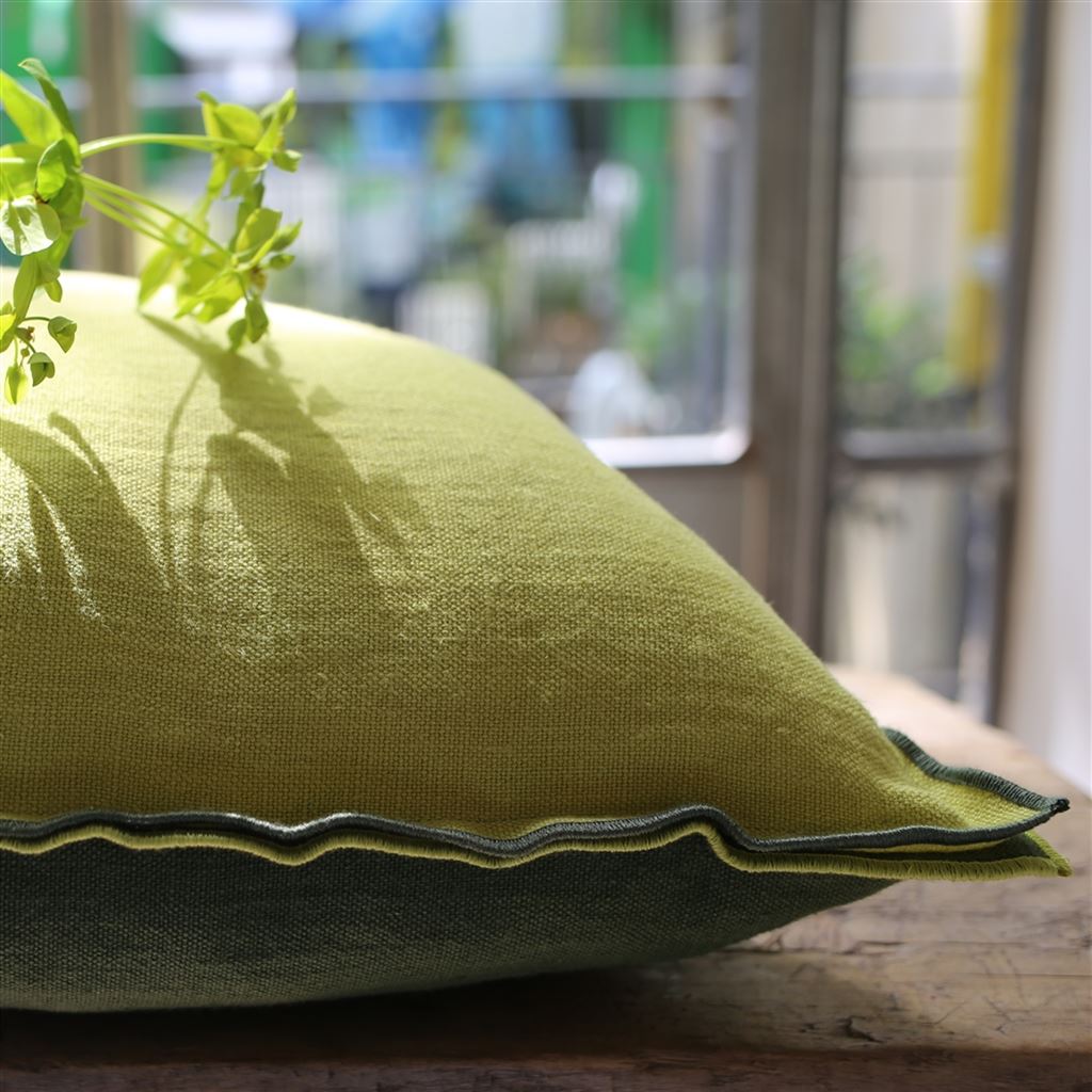 Brera Lino Room Linen Cushion 4 - Green