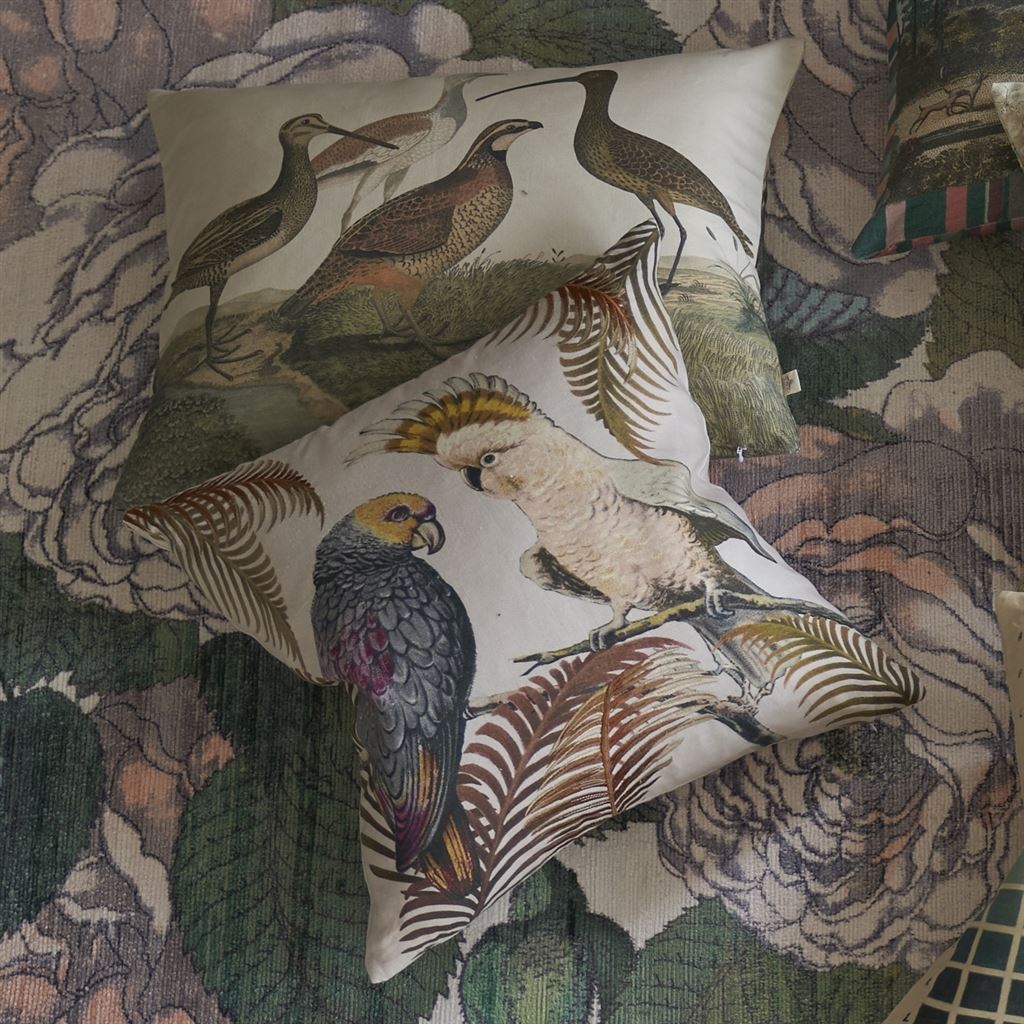 Parrot And Palm Room Cushion 4 - Multicolor