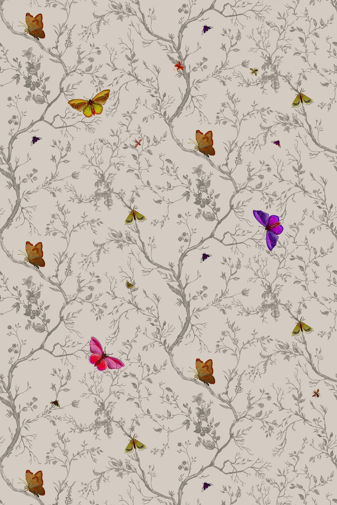 Butterflies Fabric - White