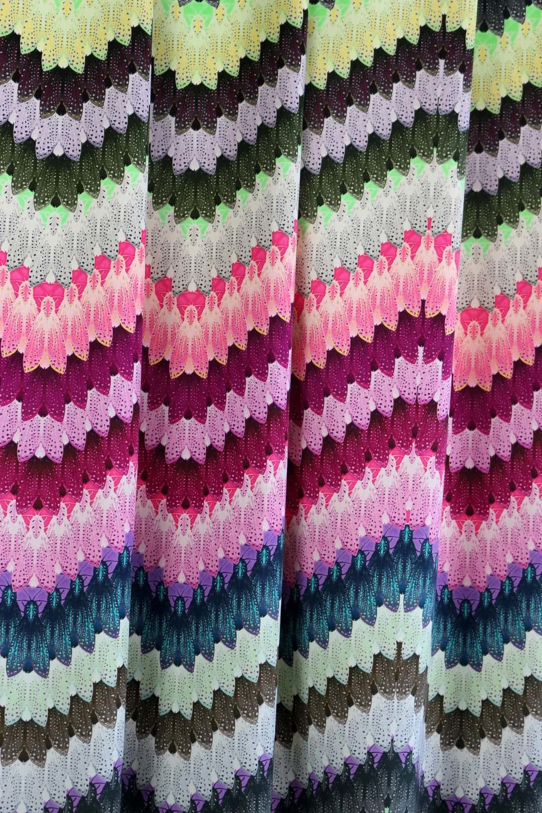 Zig Zag Moth Original Room Velvet Fabric - Multicolor