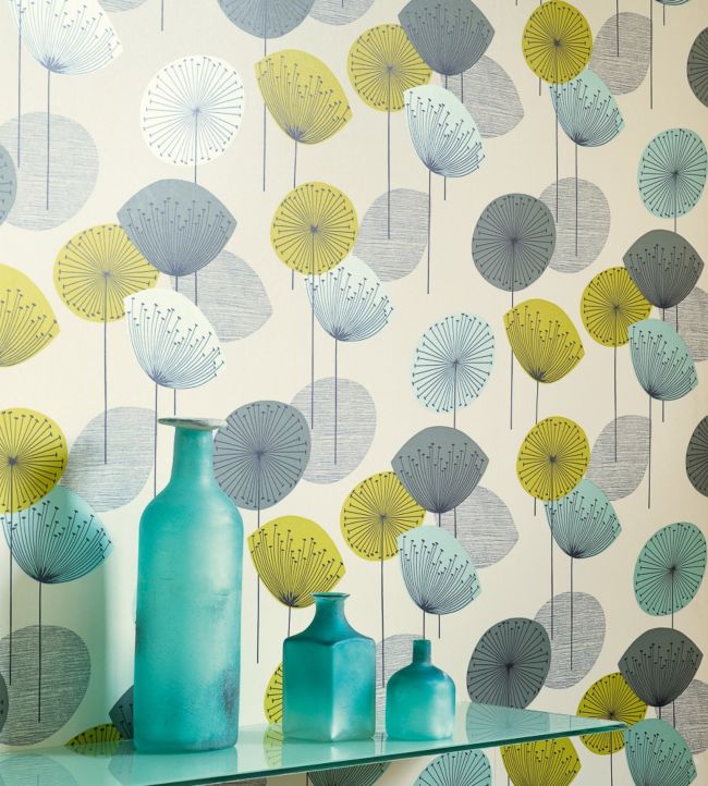 Dandelion Clocks Room Wallpaper - Teal