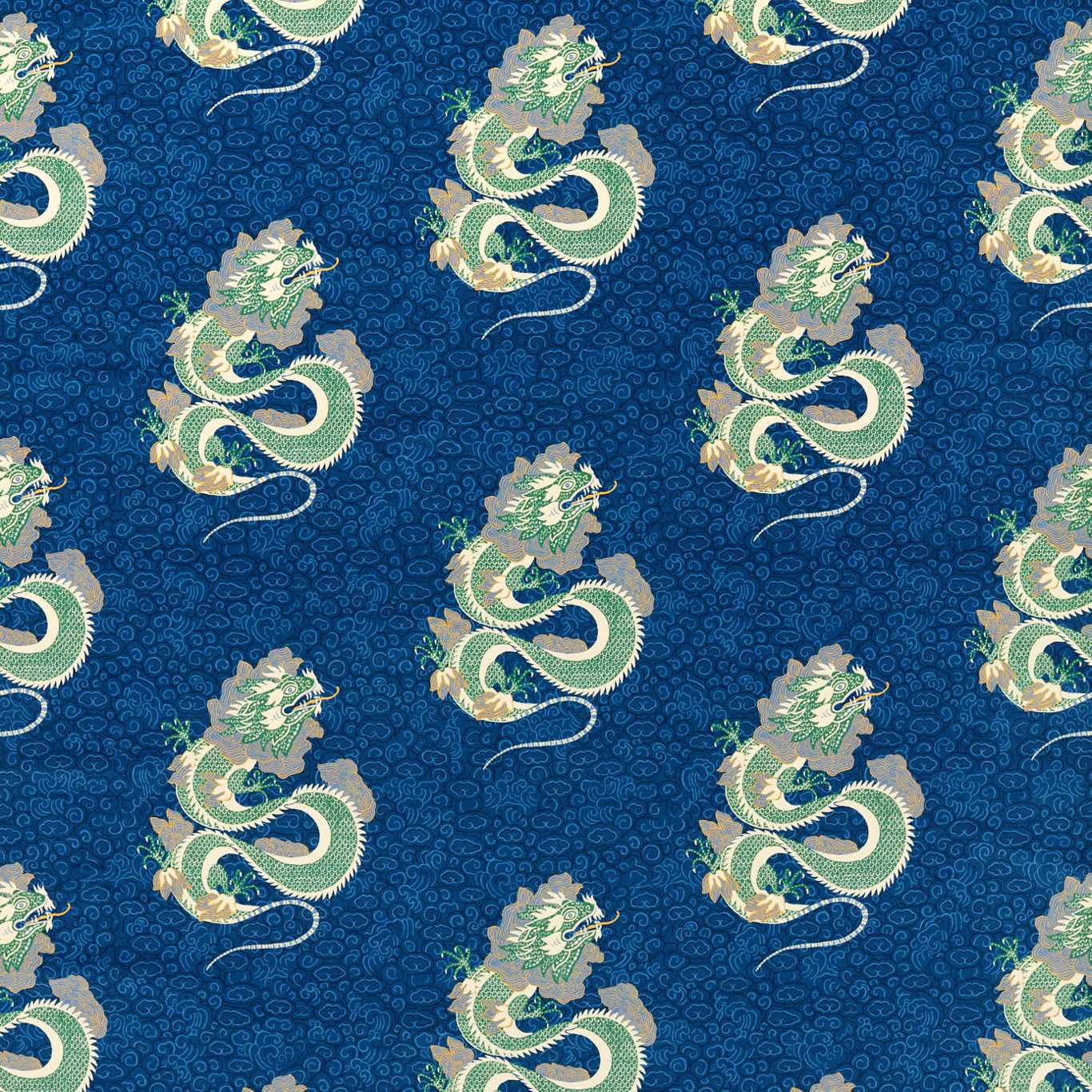 Water Dragon Fabric - Blue 