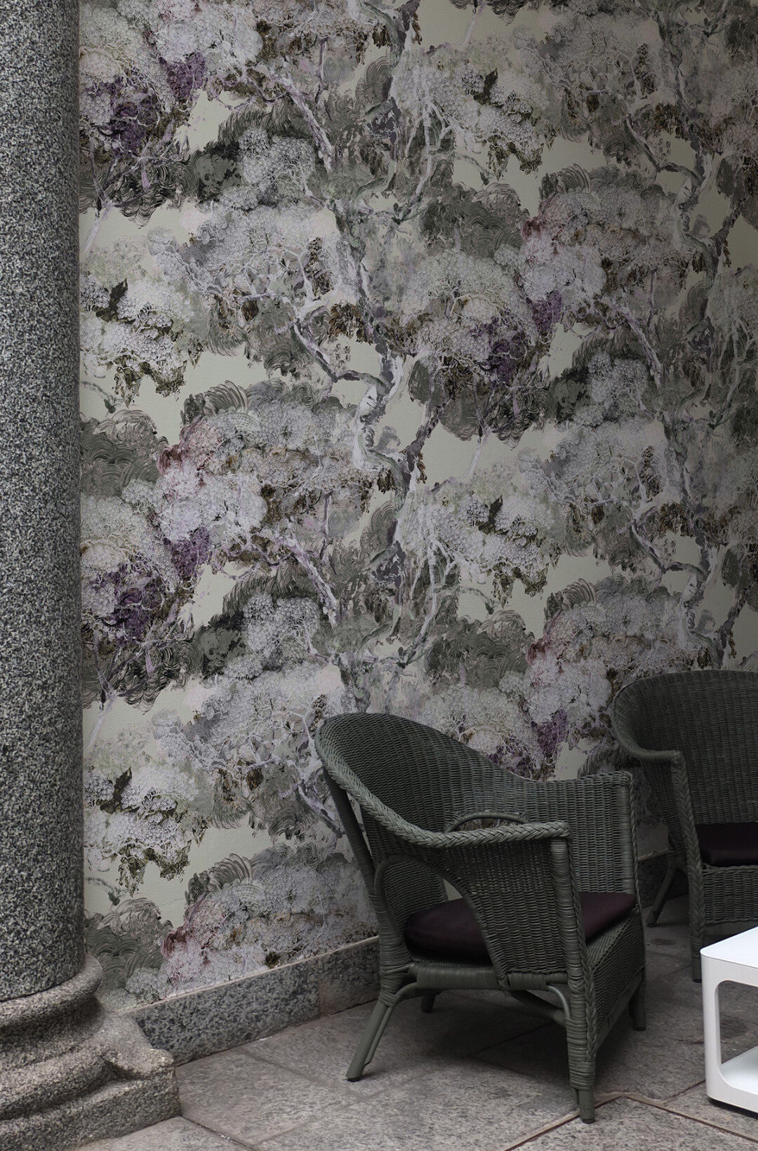 Matzu Tree Superwide Room Wallpaper - Gray