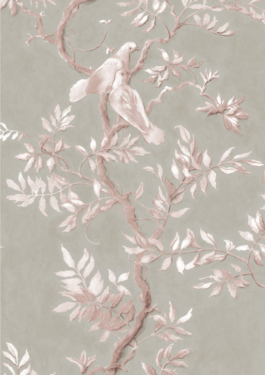 Doves Wallpaper - Pink- Lewis & Wood