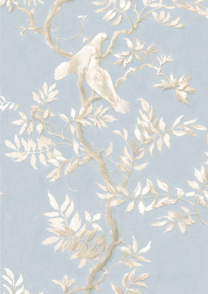 Doves Wallpaper - Blue - Lewis & Wood