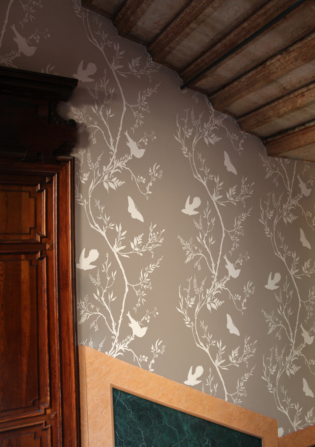 Birdbranch Stripe Room Wallpaper 2 - Gray