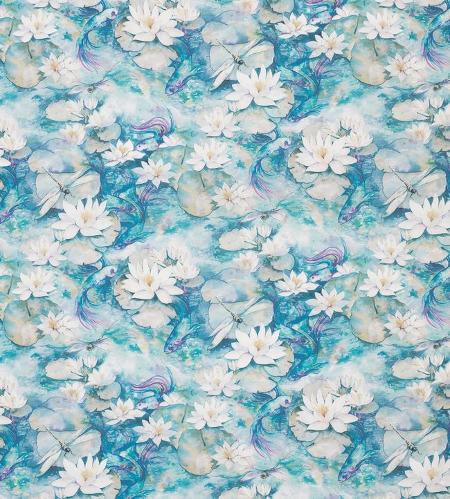 Water Lily Fabric - Blue 