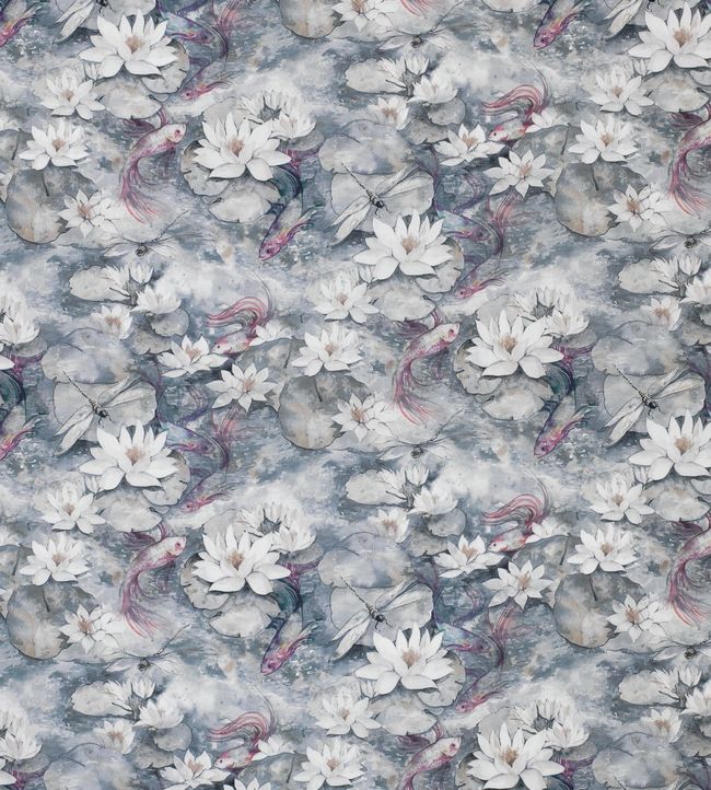 Water Lily Fabric - Gray