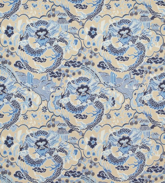 Imperial Dragon Fabric - Blue