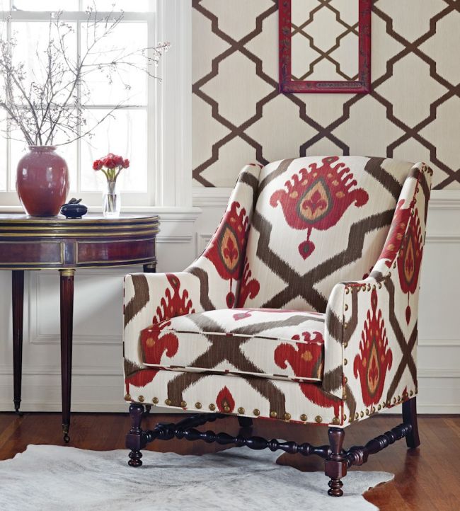 Myanmar Ikat Room Fabric - Red