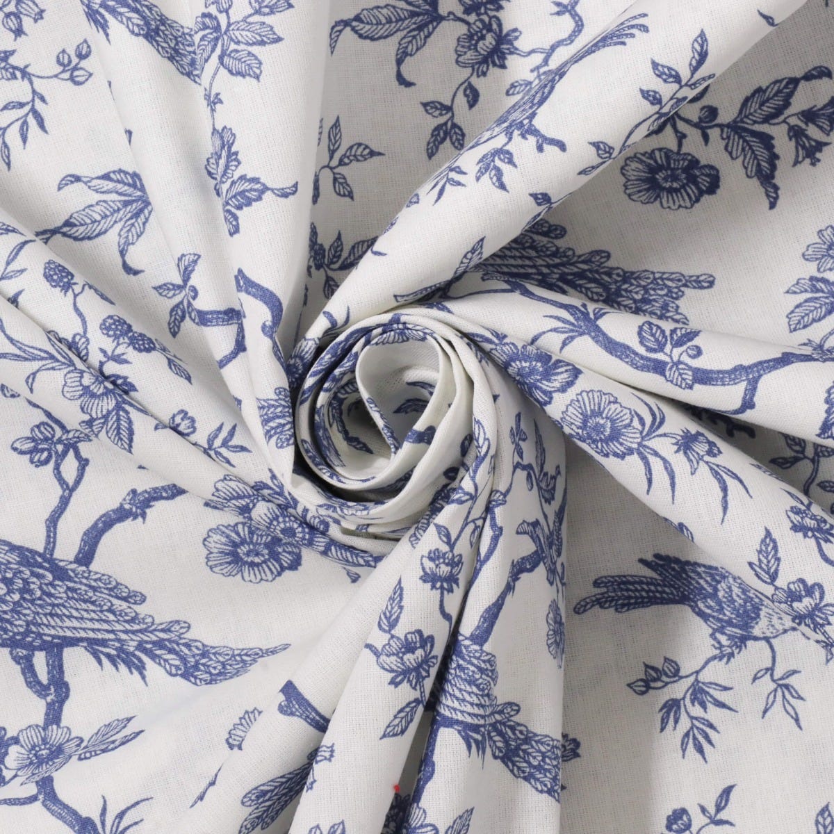 Isabelle Bird Toile Mini Blue Cotton Double Width Fabric