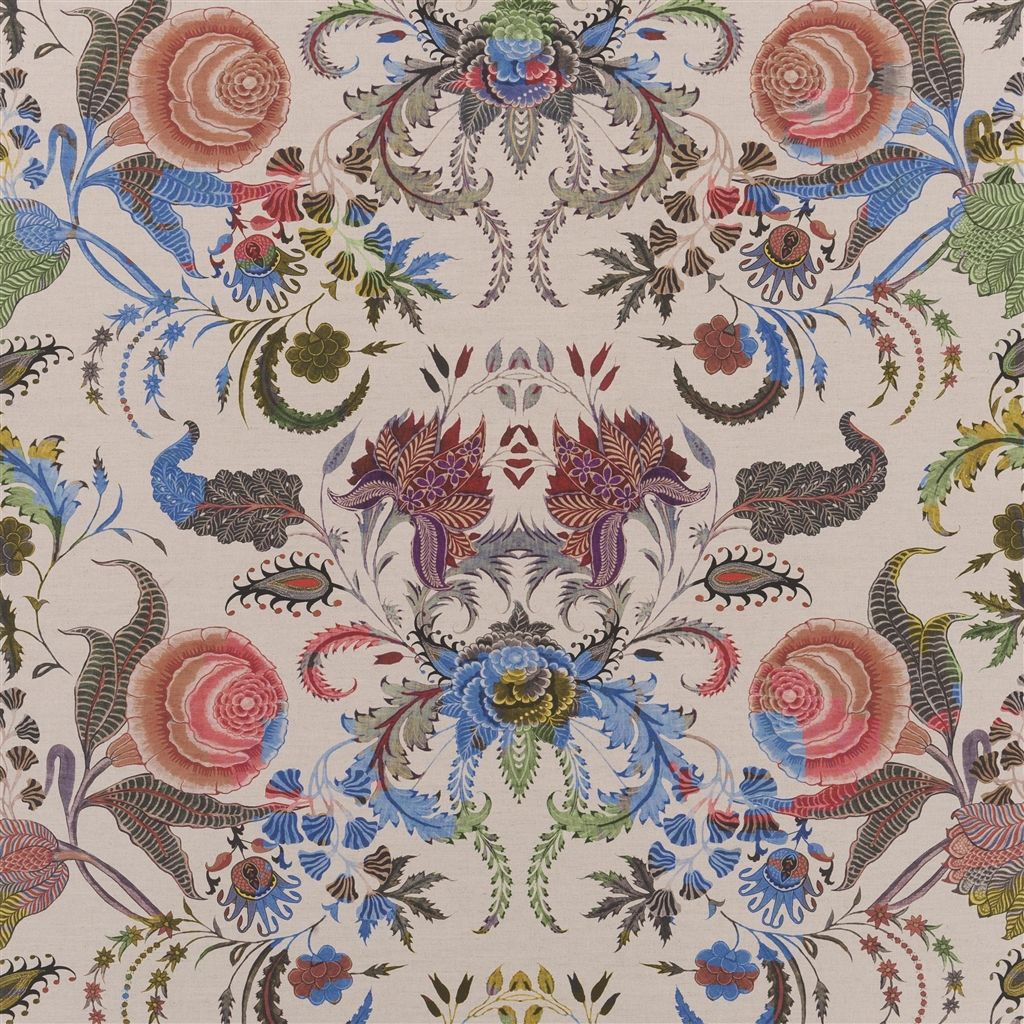 Noailles Naturel Myrtille Fabric - Multicolor