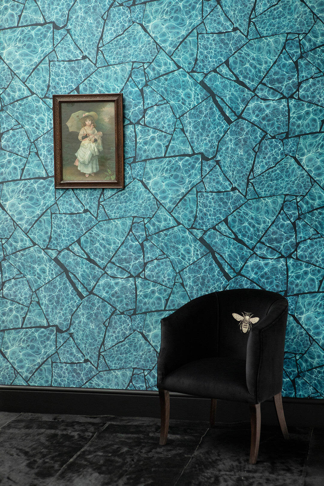 Palm Springs Foil Room Wallpaper - Blue