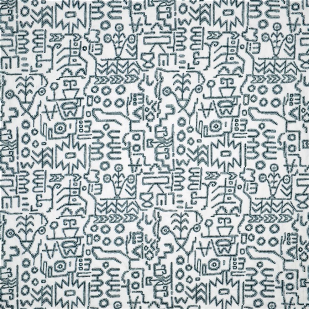 Tikal Slate Fabric - Blue