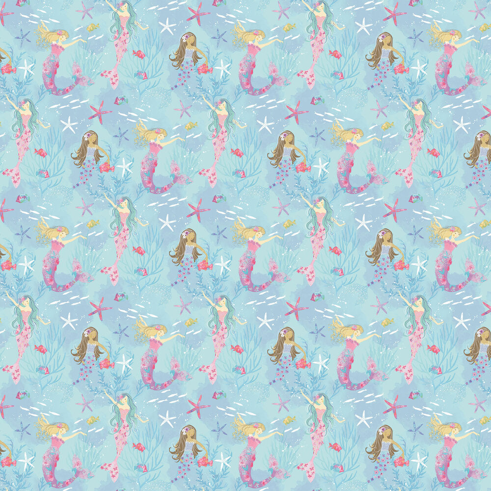 Mermaids Nursey Wallpaper - Blue