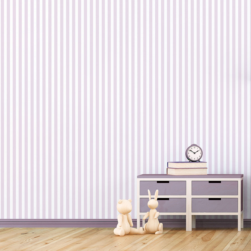Regency Stripe Nursey Room Wallpaper - Purple