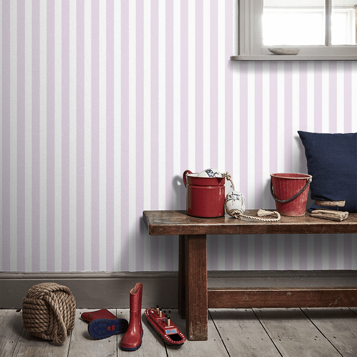 Regency Stripe Nursey Room Wallpaper 2 - Purple