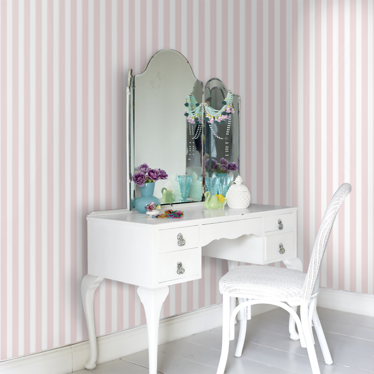 Regency Stripe Nursey Room Wallpaper 2 - Pink