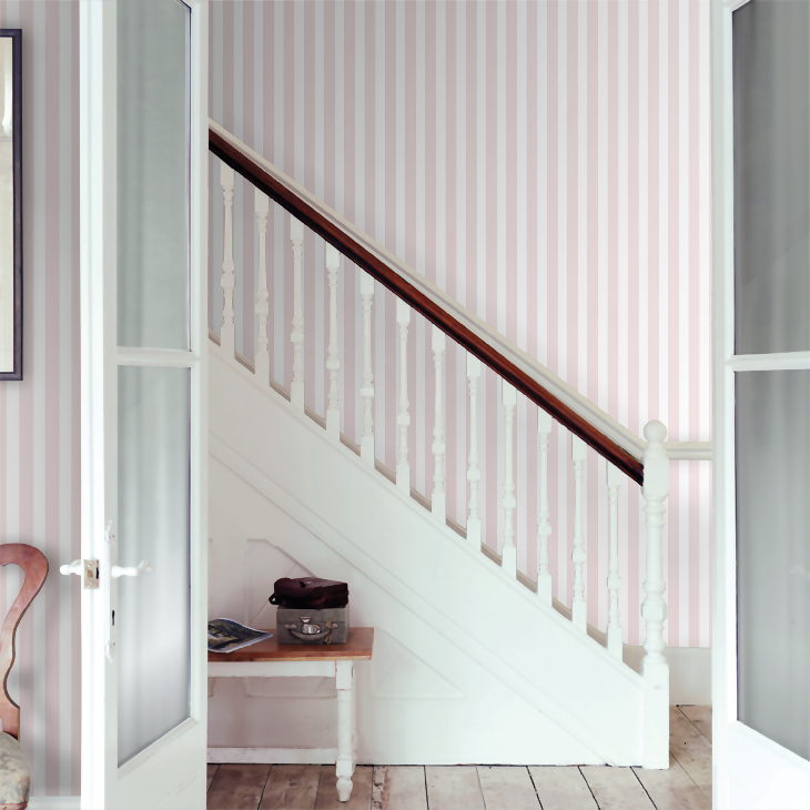 Regency Stripe Nursey Room Wallpaper 4 - Pink