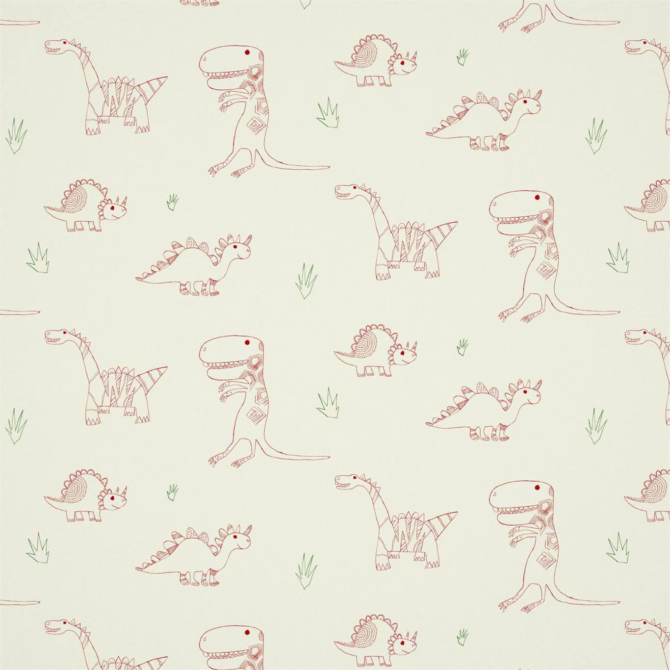 Jolly Jurassic Nursey Wallpaper - Pink