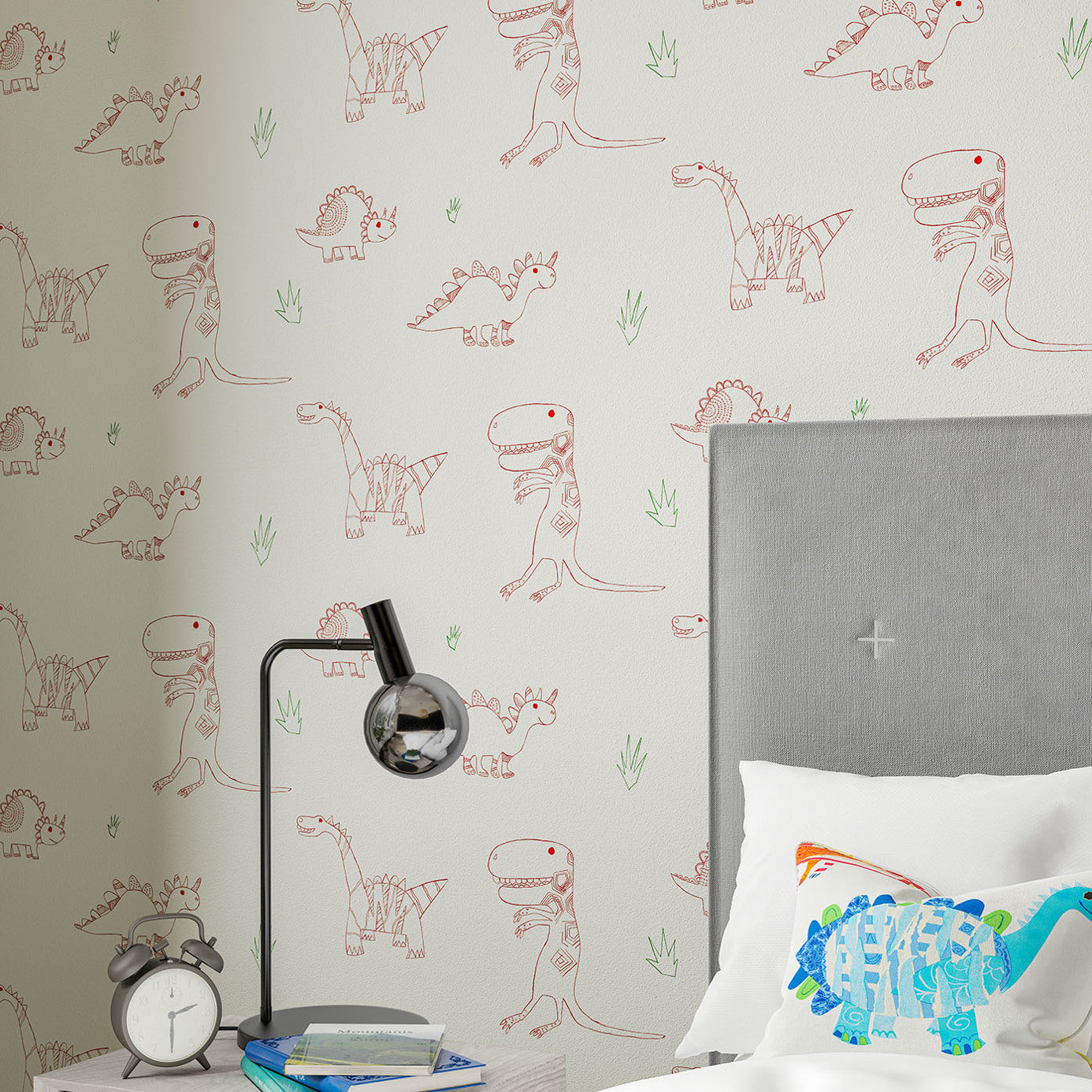 Jolly Jurassic Nursey Room Wallpaper 2 - Pink