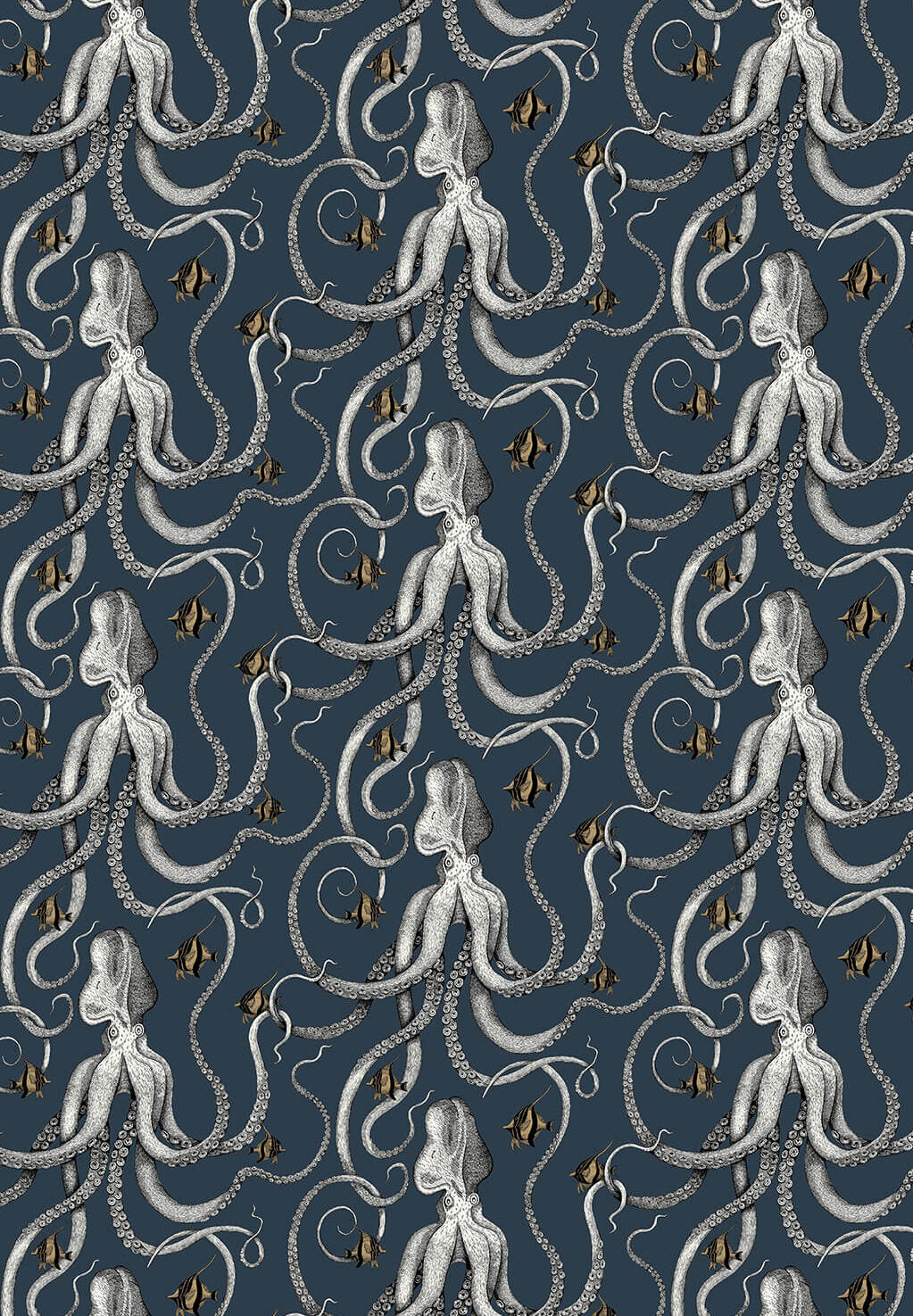 Octopoda Wallpaper | Deep Sea Blue