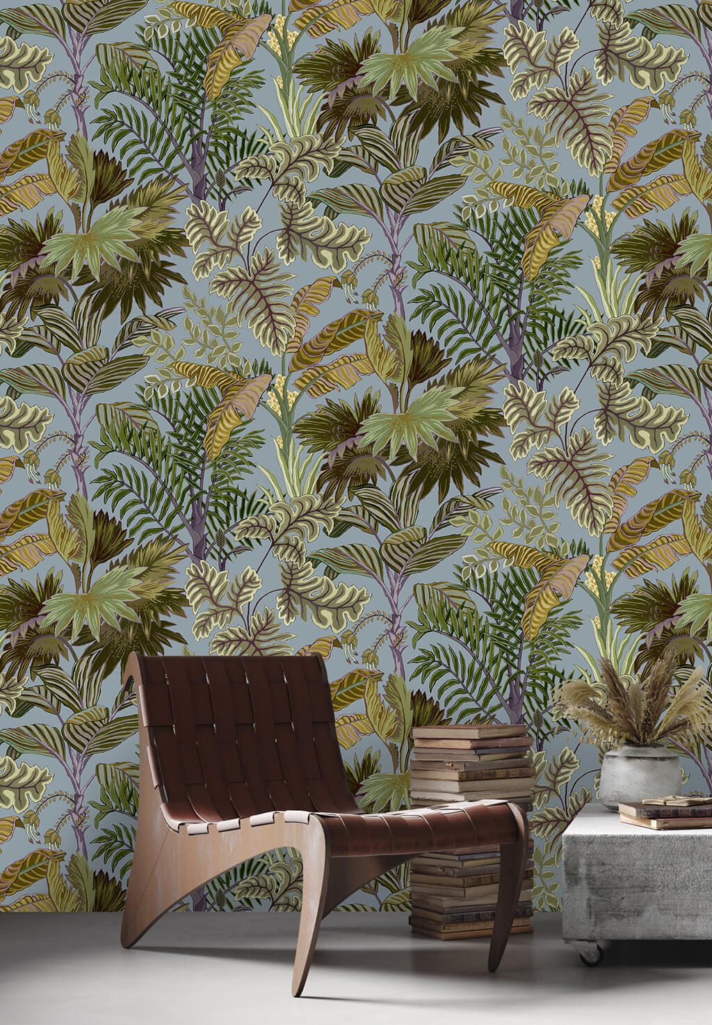 Palm Grove Room Wallpaper | Dusk and Verdigris