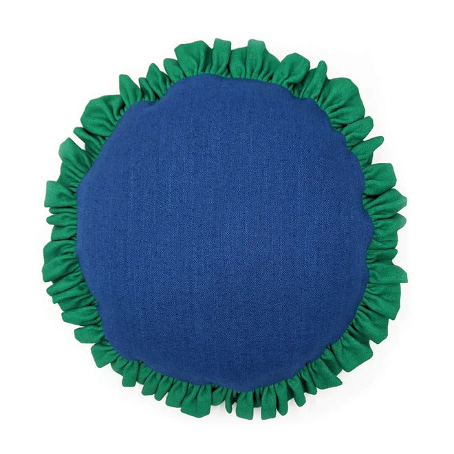 Round Cobalt Single Ruffle Cushion