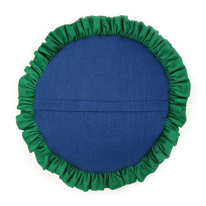 Round Cobalt Single Ruffle Back Cushion