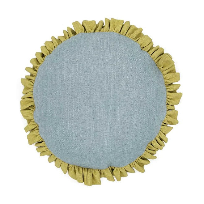 Round Periwinkle Single Ruffle Cushion