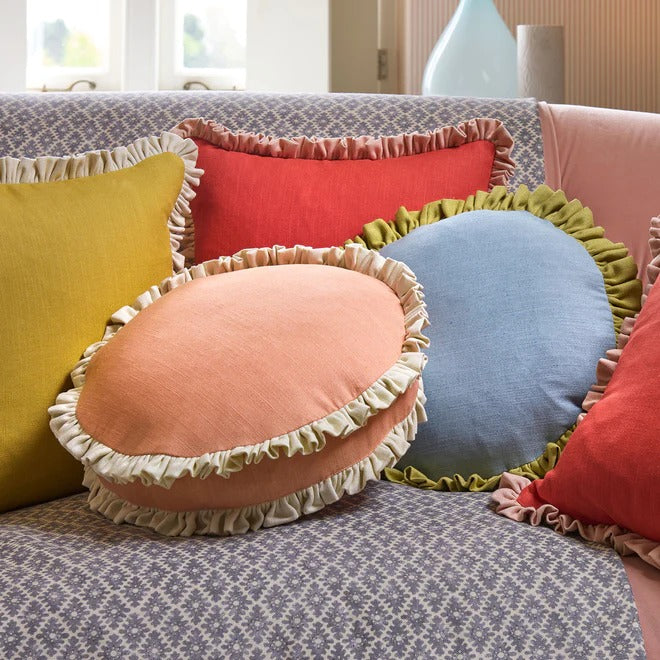 Round Periwinkle Single Ruffle Room Cushion