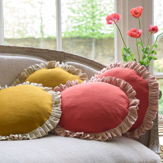 Round Maize Single Ruffle Room Cushion