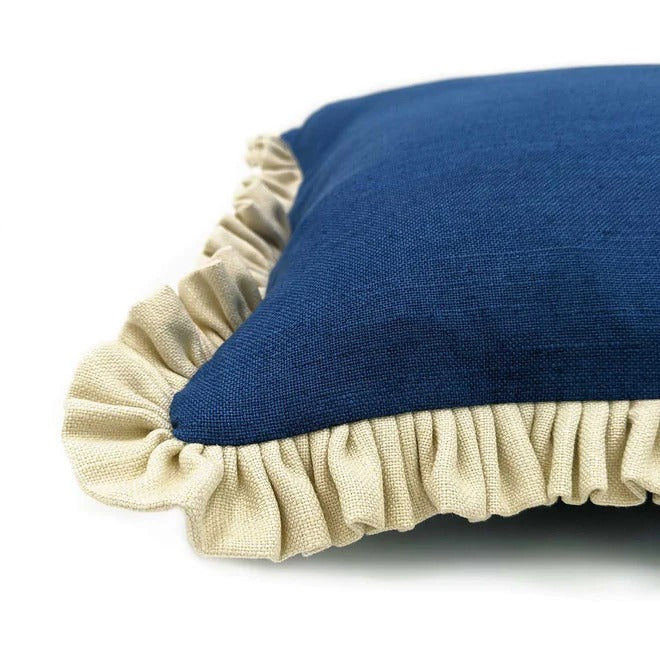 Square Cobalt Ruffle Side Cushion