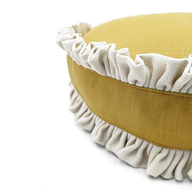 Round Dandelion Double Ruffle Side Cushion