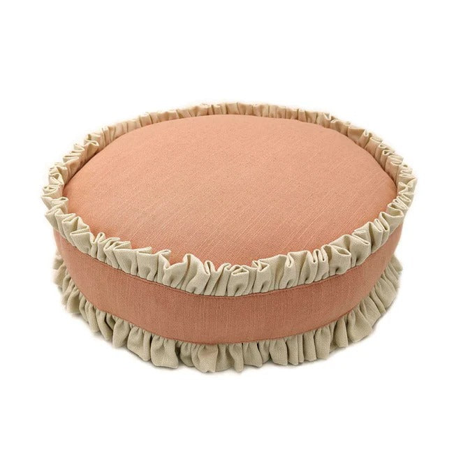 Round Blush Double Ruffle Cushion