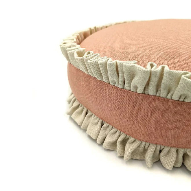 Round Blush Double Ruffle Side Cushion