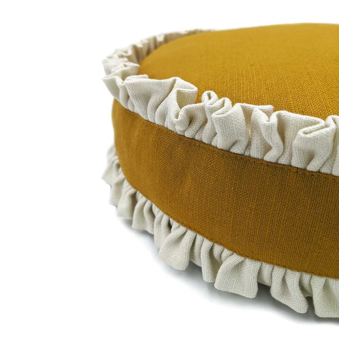 Round Maize Double Ruffle Side Cushion