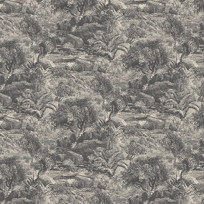 Island Paradise Charcoal Wallpaper