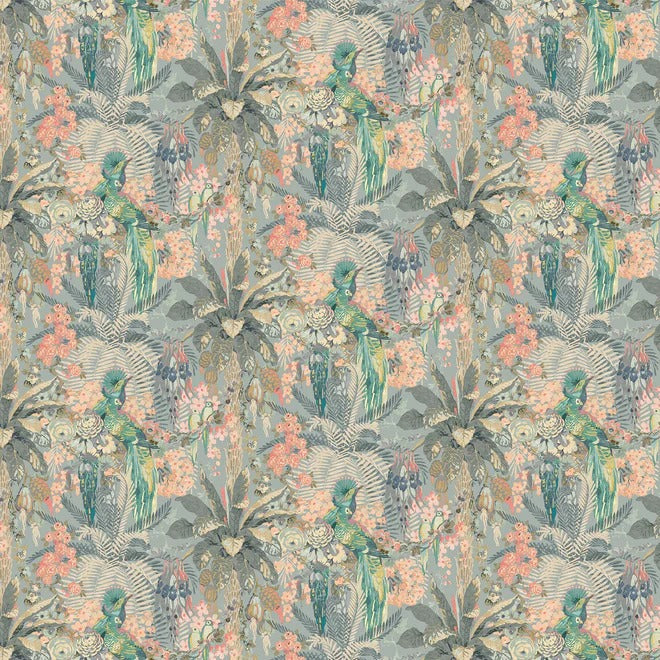 Rainforest Rabble Powder Blue Wallpaper