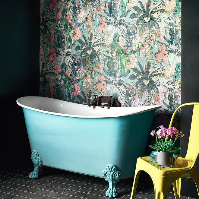 Rainforest Rabble Powder Blue Room Wallpaper