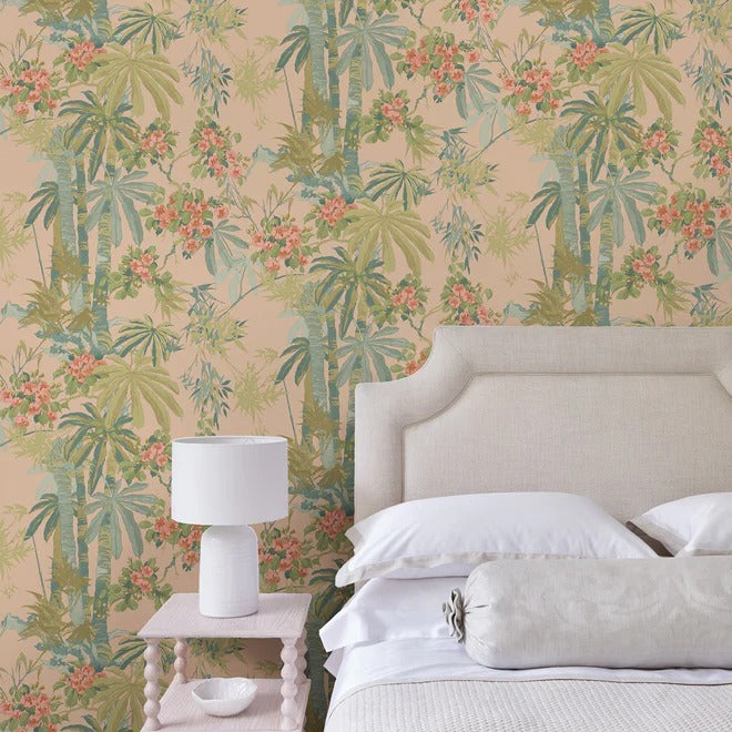 Bamboo Garden Dusky Pink Room Wallpaper