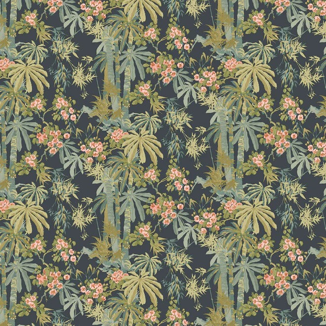 Bamboo Garden Navy Wallpaper